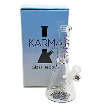 Karma, 9" Good Karma Skinny Beaker Glass Bong w/ Rounded Base