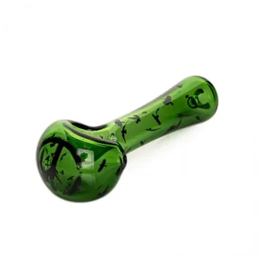Red Eye Glass 4.5" Green Crow Spoon Hand Pipe