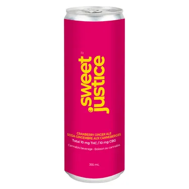 Sweet Justice — Cranberry Ginger Ale 10 THC + 10 CBG (355ml)