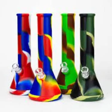 WP: 12 inch Beaker Base w/Glass Stem & Bowl, Assorted Colors — Bongs